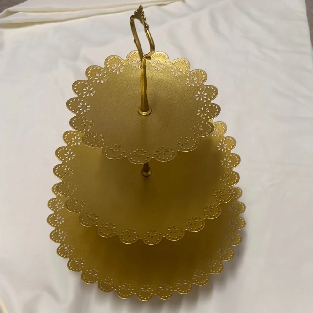 Gold Three-Tiered Serving Tray size length 19 inches #699